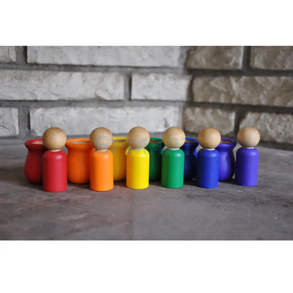 20pcs Wooden Family People Nesting Set Plain Unfinished Peg Dolls DIY Making Findings Cake Topper DIY Craft Kids Toy Gift