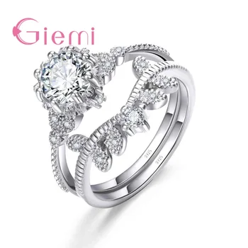 Luxury Romantic Trendy Anillo 2 Rings Set Trendy Gift For Lover/Girlfriend 925 Sterling Silver Clear Cubic Zirconia
Luxury Romantic Trendy Anillo 2 Rings Set Trendy Gift For Lover/Girlfriend 925 Sterling Silver Clear Cubic Zirconia