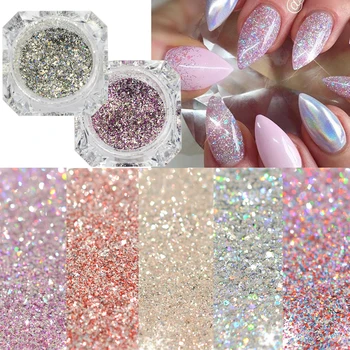 1Box Platinum Shiny Nail Glitter Powder Laser Sparkly Diamond Manicure Nail Art Chrome Pigment DIY Nail Art Decoration LABG01-26