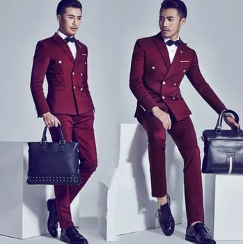 2016 Burgundy Double Breasted Groom Tuxedos Fashion Mens Wedding Prom Party Suits Italian Style Gentleman Suit(jacket+pants)
2016 Burgundy Double Breasted Groom Tuxedos Fashion Mens Wedding Prom Party Suits Italian Style Gentleman Suit(jacket+pants)