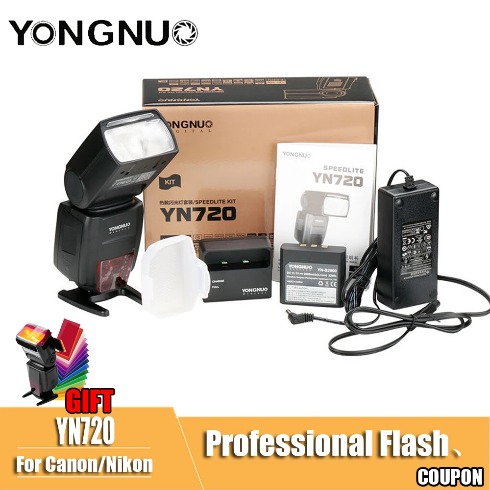 Yongnuo YN720 Lithium Speedlite Flash with 2000mAh battery for Canon Nikon Pentax,Compatible YN685 YN560 IV YN560-TX RF605
Yongnuo YN720 Lithium Speedlite Flash with 2000mAh battery for Canon Nikon Pentax,Compatible YN685 YN560 IV YN560-TX RF605
