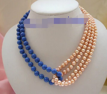 Jewelr 006456 stunning pink 7mm round freshwater pearls blue lapis lazuli necklace
Jewelr 006456 stunning pink 7mm round freshwater pearls blue lapis lazuli necklace