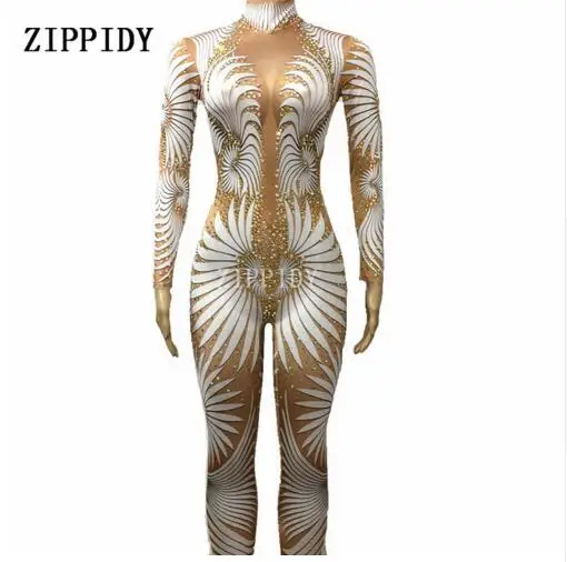Fashion Geometric Printed Big Stretch Sparkly Rhinestones Bodysuit Stage Wear Women's Celebrate Shining Crystals Costume Outfit
Fashion Geometric Printed Big Stretch Sparkly Rhinestones Bodysuit Stage Wear Women's Celebrate Shining Crystals Costume Outfit