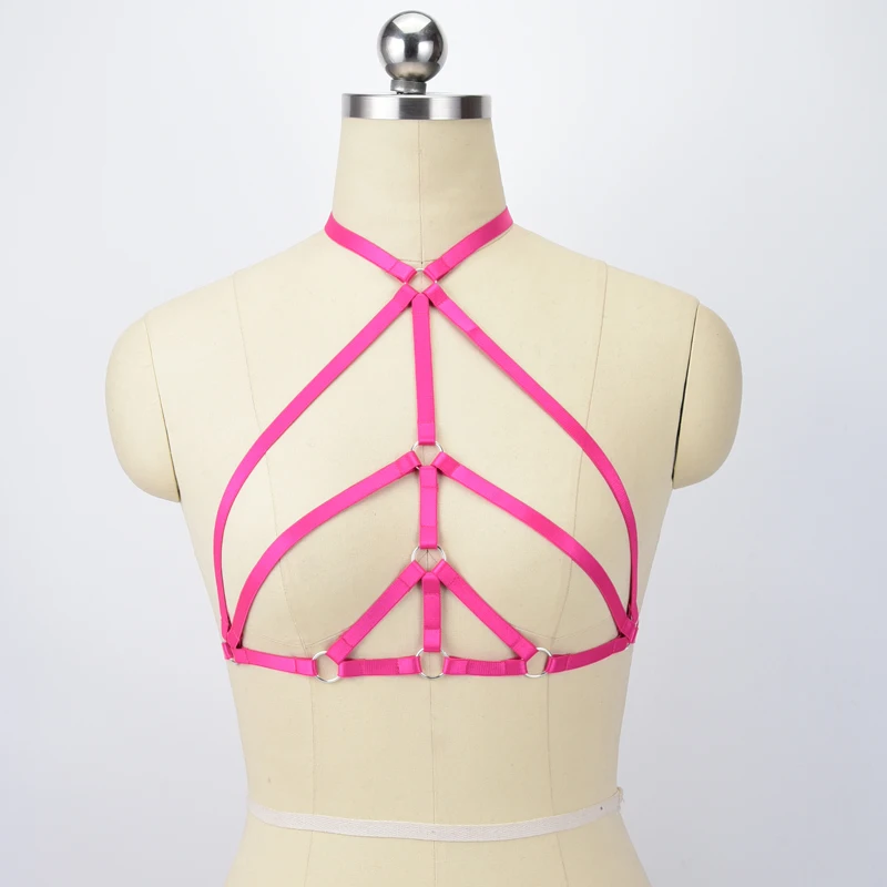 

Multi Color Bondage Harness Sexy Crop Top Lingerie Fetish Wear Cage Bra Harajuku Gothic Body Harness Women Suspender Belt O0557