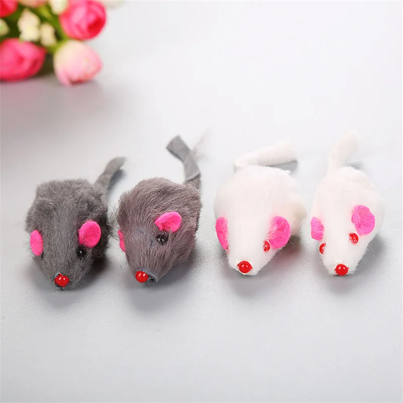 

10PCS Fur False Mouse Pet Cat Toys Mice Shape Toy Furry Kitten Funny Playing Toys Mice Rattle Mouse Catnip Interactive Play