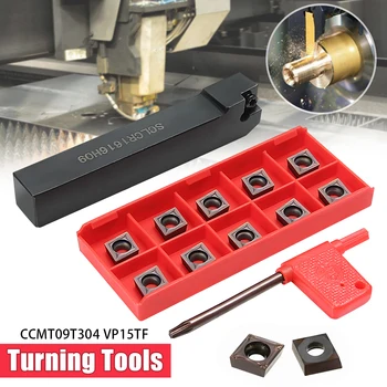 SCLCR1616H09 Tool Holder Boring Bar with 10pcs CCMT09T304 VP15TF CCMT32.51 Carbide Inserts and Wrench For Lathe Turning Tools
SCLCR1616H09 Tool Holder Boring Bar with 10pcs CCMT09T304 VP15TF CCMT32.51 Carbide Inserts and Wrench For Lathe Turning Tools