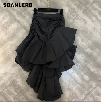 Summer Black Skirts Women Street Wear New Drawstring Tightness Irregular Lotus Leaf Side High Waist Skirt Temperament Lady Skirt
Summer Black Skirts Women Street Wear New Drawstring Tightness Irregular Lotus Leaf Side High Waist Skirt Temperament Lady Skirt