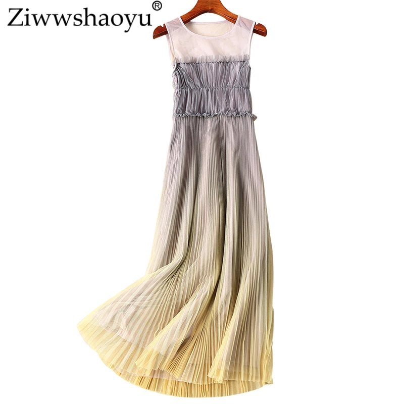 Ziwwshaoyu Fashion Mesh dresses O-Neck Patchwork Draped Contrasting temperament High waist dress Summer new women's
Ziwwshaoyu Fashion Mesh dresses O-Neck Patchwork Draped Contrasting temperament High waist dress Summer new women's