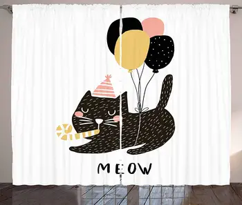 Cat Curtains Birthday Party Feline with Balloon and Hat Hand Drawn Festive House Pet Living Room Bedroom Window Drapes Pale Pink
Cat Curtains Birthday Party Feline with Balloon and Hat Hand Drawn Festive House Pet Living Room Bedroom Window Drapes Pale Pink