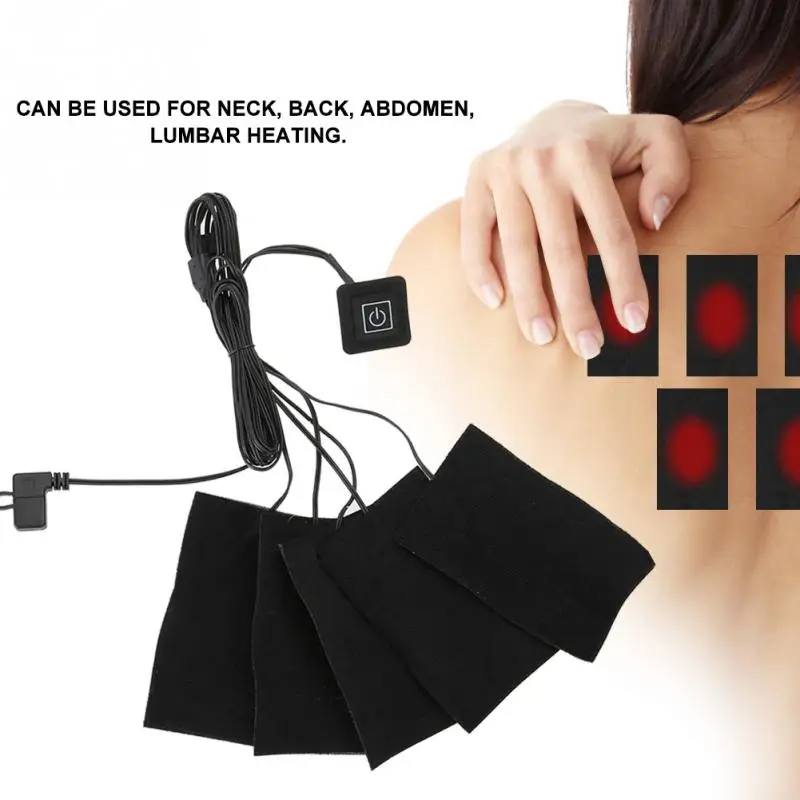 USB Electric Clothes Five Heater Pads Heating Element Adjustable Temperature Warmer Tool Can be washed, bent, rubbed
USB Electric Clothes Five Heater Pads Heating Element Adjustable Temperature Warmer Tool Can be washed, bent, rubbed
