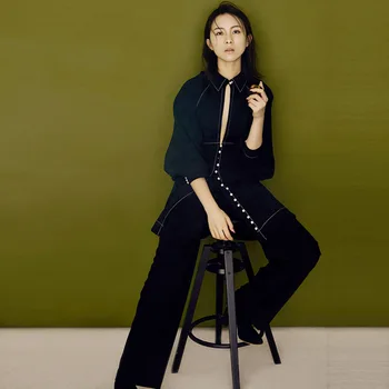Longqibao fashion lapel car line pearl button shirt shirt + long section waist straight pants suit
Longqibao fashion lapel car line pearl button shirt shirt + long section waist straight pants suit