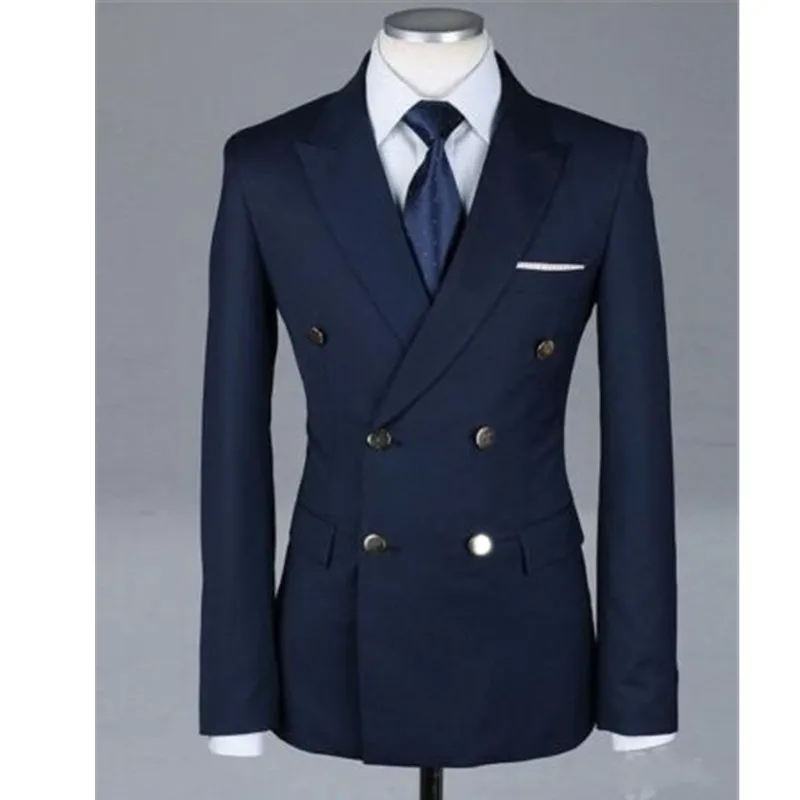 Dark Navy Men Wedding Suits Double Breasted Groom Tuxedo Groomsmen Business Suit Men's suit custom size coat + pants
Dark Navy Men Wedding Suits Double Breasted Groom Tuxedo Groomsmen Business Suit Men's suit custom size coat + pants