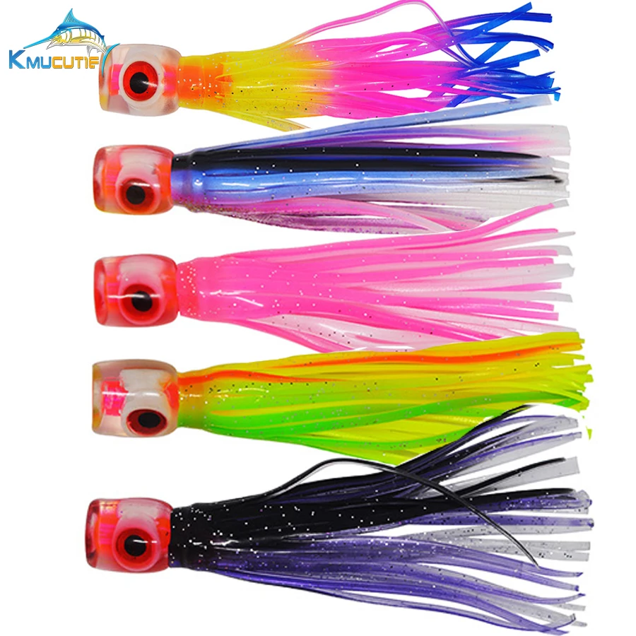 

5 pcs Small size soft head octopus skirt bait Big Game fishing lure sea trolling fishing lure salt water lures 4.5 inch 15g