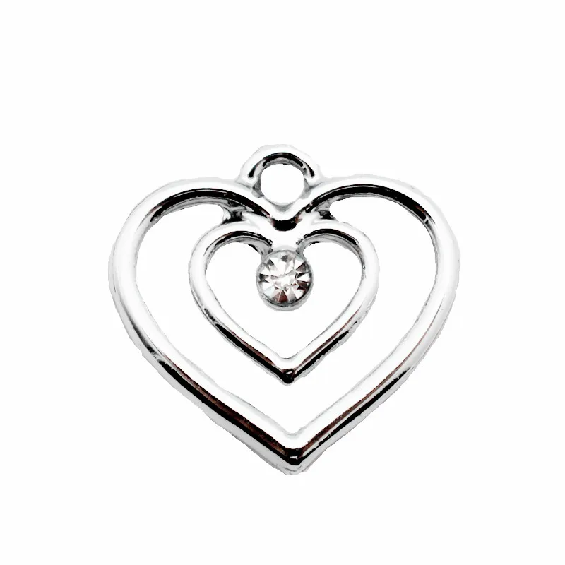 

New Arrival 20pcs/lot heart Crystal Dangle Charms Lobster Clasp Hanging Charm For Bracelet&Pendant Floating Charms Jewelry