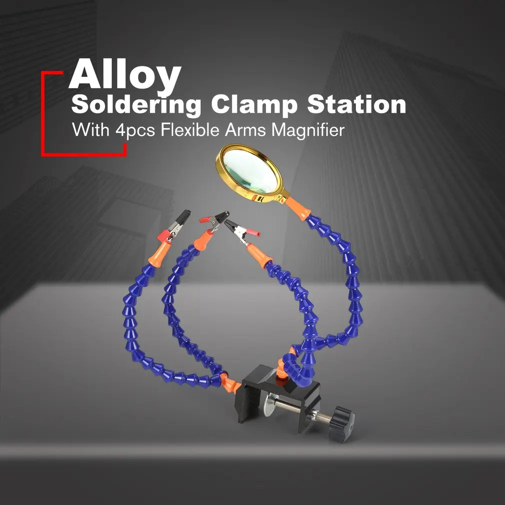 Alloy Helping Hands Strange Arms Soldering Welding Bench Vise Table Clamp Station 4pcs Flexible Rotatable with Magnifier
Alloy Helping Hands Strange Arms Soldering Welding Bench Vise Table Clamp Station 4pcs Flexible Rotatable with Magnifier