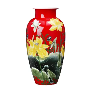 New Chinese Style Pure Hand-painted Lotus Flower Pattern Jingdezhen Red Porcelain Flowers Vase For Birthday Gifts
New Chinese Style Pure Hand-painted Lotus Flower Pattern Jingdezhen Red Porcelain Flowers Vase For Birthday Gifts