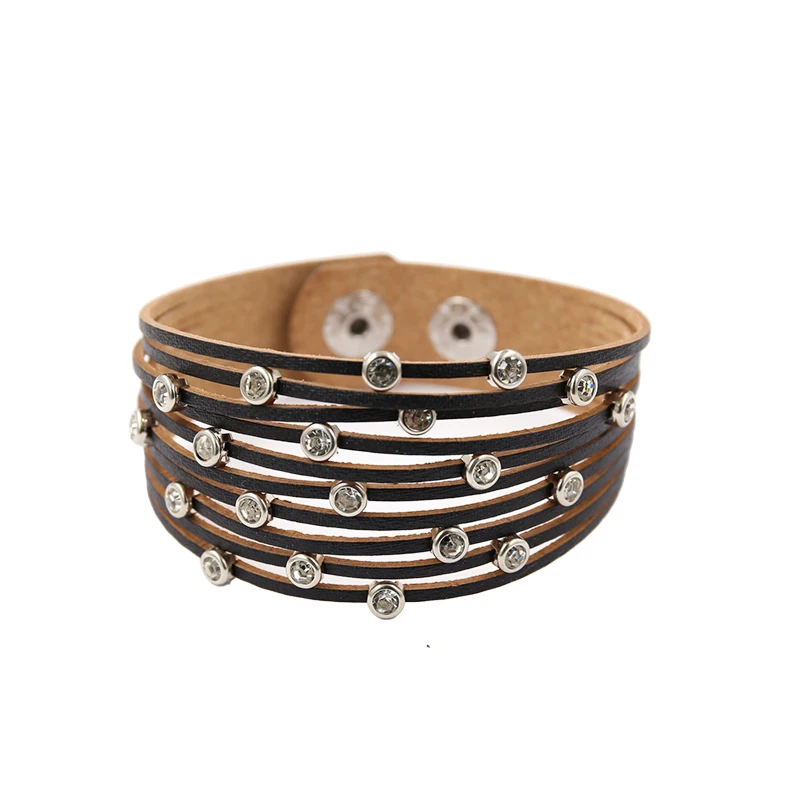 Multilayer Rhinestone Leather Bracelet With Alloy Buckle For Women Vintage Handmade Wrap Snap Bracelets Famale Jewelry Gifts
Multilayer Rhinestone Leather Bracelet With Alloy Buckle For Women Vintage Handmade Wrap Snap Bracelets Famale Jewelry Gifts