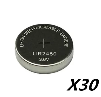 30pcs 3.6V LIR2450 120mAh Rechargeable Batteries 500 Times Lithium Coin Cell Button Battery Replaced CR2450 LM2450
30pcs 3.6V LIR2450 120mAh Rechargeable Batteries 500 Times Lithium Coin Cell Button Battery Replaced CR2450 LM2450