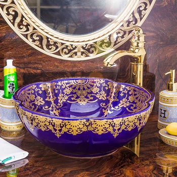 Basin Above Counter Basin Petal Continental Wash Basin Wash Basin Toilet Color Gold Art Basin Ceramic LO618911 
Basin Above Counter Basin Petal Continental Wash Basin Wash Basin Toilet Color Gold Art Basin Ceramic LO618911
