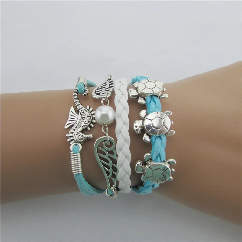 Creative 1Piece New DIY Manual Hand-Woven Charm Silver Color Cute Turtle Seahorse Wings Bracelet Hot Sale
Creative 1Piece New DIY Manual Hand-Woven Charm Silver Color Cute Turtle Seahorse Wings Bracelet Hot Sale