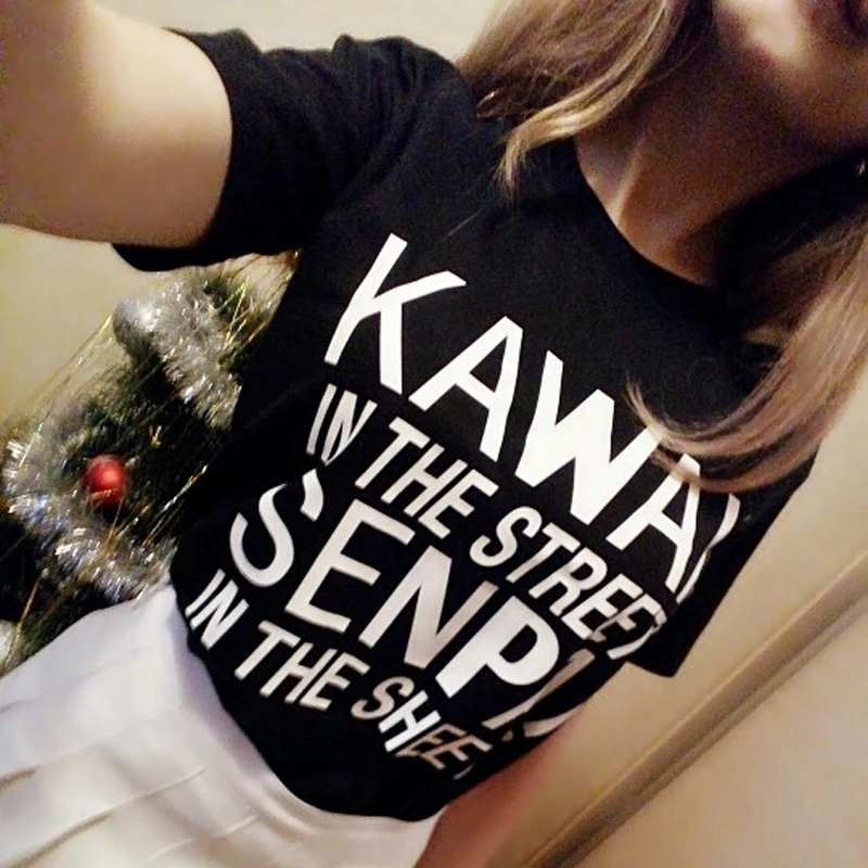 KAwaii In The Streets Senpai In The Sheets Women T Shirt Cotton Casual Funny Female Short Sleeve Tshirts For Lady Top Tee Tumblr
KAwaii In The Streets Senpai In The Sheets Women T Shirt Cotton Casual Funny Female Short Sleeve Tshirts For Lady Top Tee Tumblr