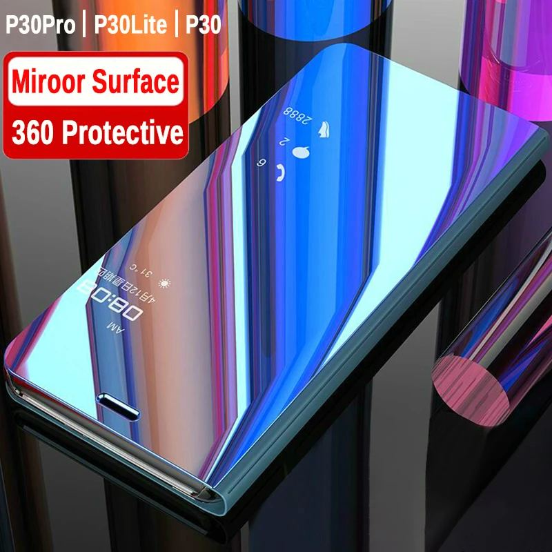 Зеркальный флип-чехол для Huawei P30 Pro Mate 20 Lite X 20X противоударный кожаный