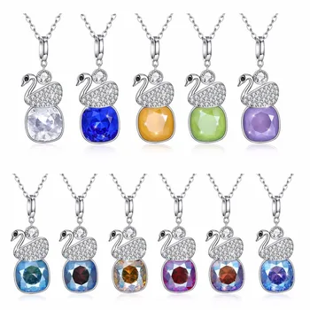 Lekani Crystal From Swarovski Women 's Pendant Necklaces Classic Silver Colourful Swan Necklaces Jewelry Christmas Party Gifts 
Lekani Crystal From Swarovski Women 's Pendant Necklaces Classic Silver Colourful Swan Necklaces Jewelry Christmas Party Gifts