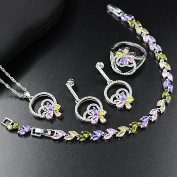 Bridal Cute Butterfly Jewelry Sets for Women Silver Color Necklace Set with Multicolor Zircon Animal Bracelet Earrings Rings
Bridal Cute Butterfly Jewelry Sets for Women Silver Color Necklace Set with Multicolor Zircon Animal Bracelet Earrings Rings