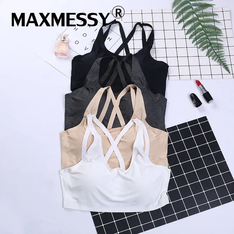 MAXMESSY New Yoga Bra Strappy Underwear Women Sport Bra Tank Tops Grey Strap Cross Fitness Running Workout Bra B026
MAXMESSY New Yoga Bra Strappy Underwear Women Sport Bra Tank Tops Grey Strap Cross Fitness Running Workout Bra B026