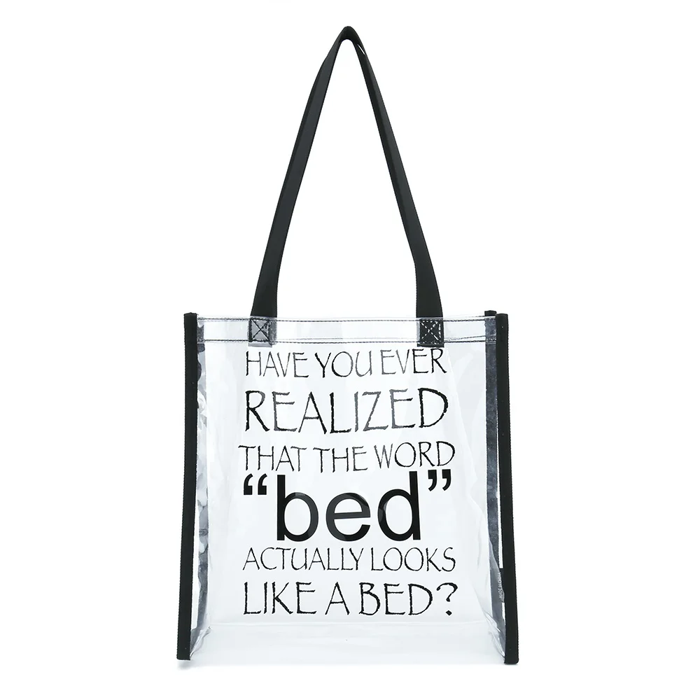 Funny quotes Clear tote bag clear PVC plastic shopping bag available for custom promotional bag
Funny quotes Clear tote bag clear PVC plastic shopping bag available for custom promotional bag