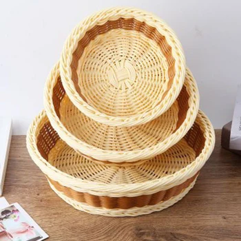 Handmade imitation Rattan weaving basket bread fruit vegetables storage basket Food snacks storage container for picnic party
Handmade imitation Rattan weaving basket bread fruit vegetables storage basket Food snacks storage container for picnic party