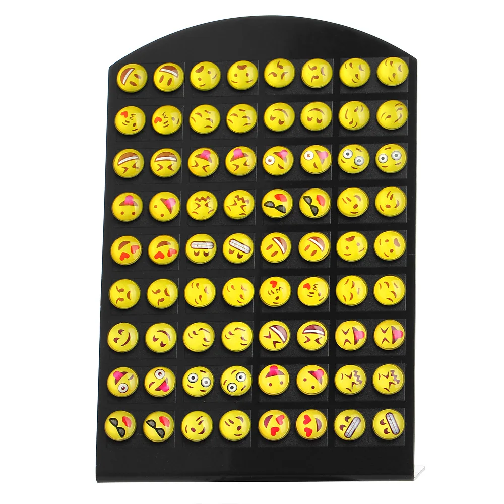 

36 pairs Round Yellow Happy Face Emoji Earrings Cute Funny Smiley Stud Earrings For women Girl Christmas Gift