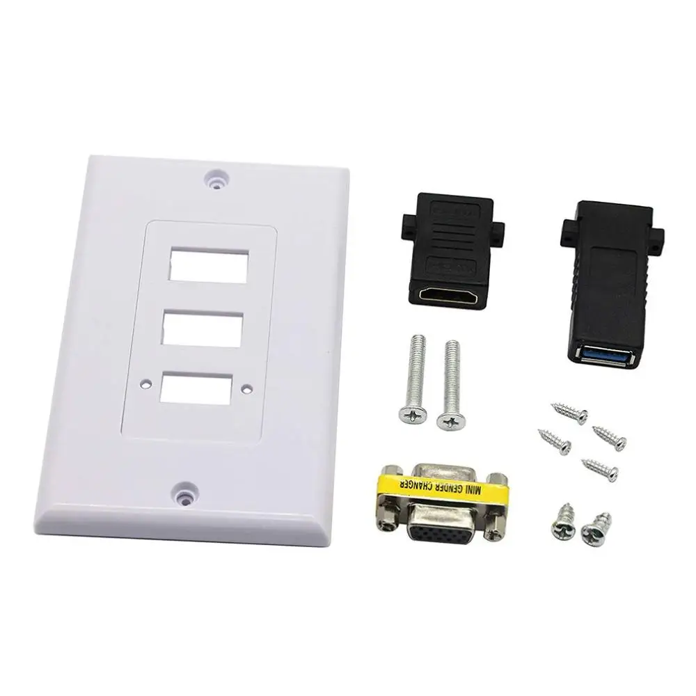 Practical Double Connection Port White Usb Vga Hdmi Lead Wall Plate Full Hd 1080 Tv Cable Faceplate Socket Connector
Practical Double Connection Port White Usb Vga Hdmi Lead Wall Plate Full Hd 1080 Tv Cable Faceplate Socket Connector