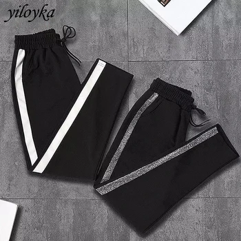Summer Pocket Satin Highlight Harem Pants Women Striped Sport Ribbon Trousers Women Autumn Joggers Pantalon Femme Sports Pants
Summer Pocket Satin Highlight Harem Pants Women Striped Sport Ribbon Trousers Women Autumn Joggers Pantalon Femme Sports Pants