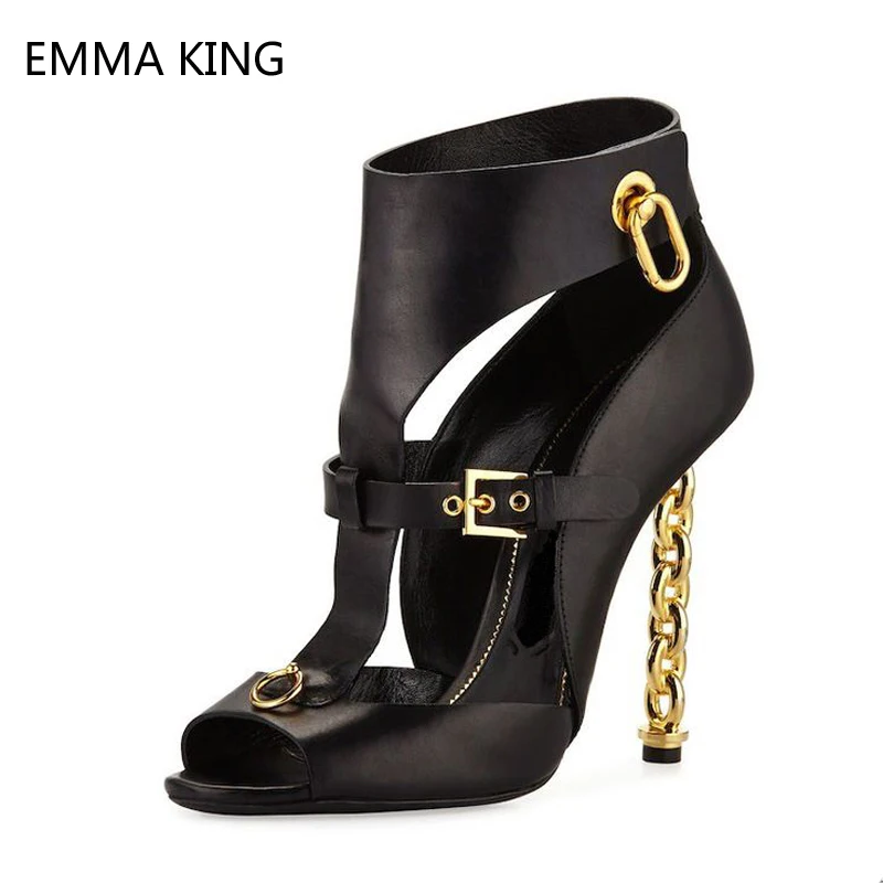 New Arrival Sandals Female Chain Heels Sexy Buckle Metal Ring Party Runway Shoes Open Toe High Heels 10cm Stiletto Women's Shoes
New Arrival Sandals Female Chain Heels Sexy Buckle Metal Ring Party Runway Shoes Open Toe High Heels 10cm Stiletto Women's Shoes