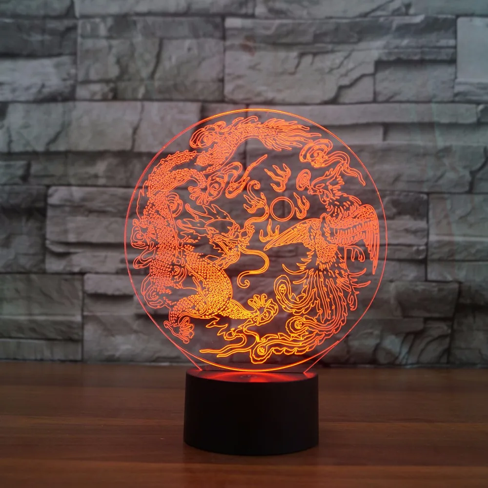 3D Ancient Animals Dragon Phoenix Night Light LED Touch Lamp 3D Visual Night Light 7 Colors changing USB Power Luminaria Lamp
3D Ancient Animals Dragon Phoenix Night Light LED Touch Lamp 3D Visual Night Light 7 Colors changing USB Power Luminaria Lamp