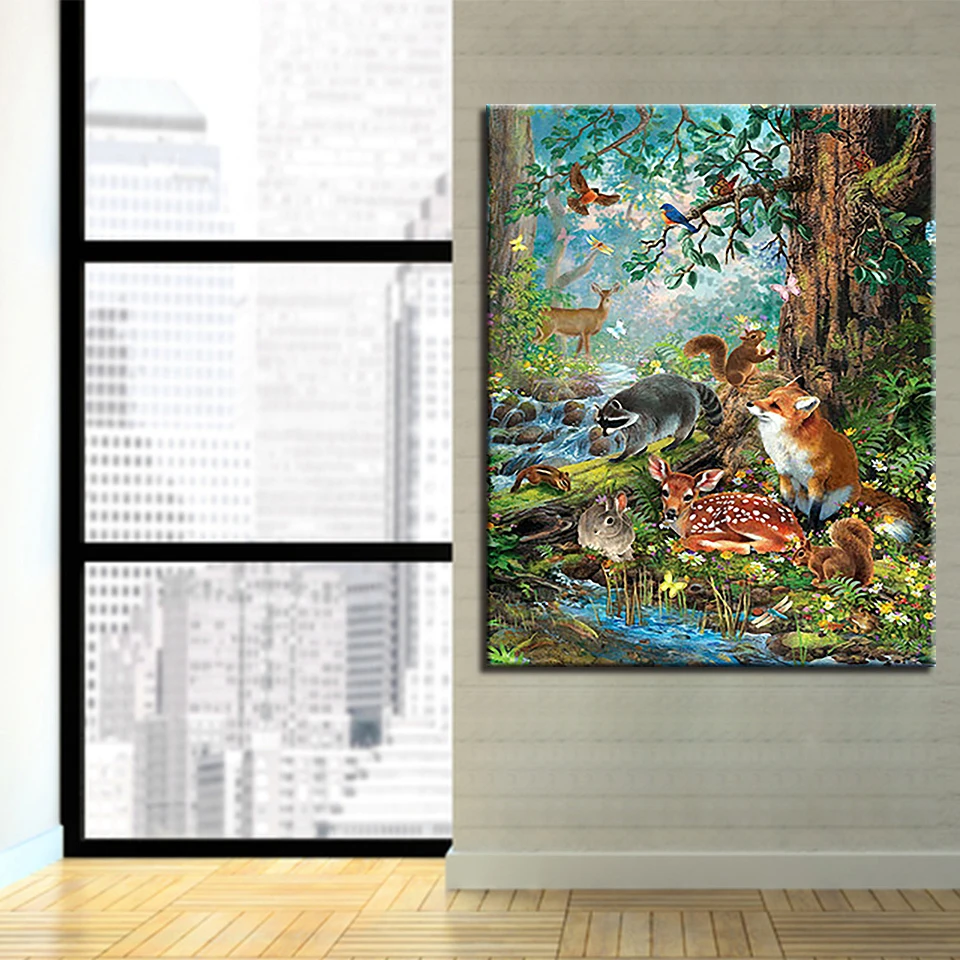Forest-Animals-DIY-Painting-By-Numbers-Wall-Art-Drawing-Rabbit-Bird-Canvas-Coloring-Deer-Fox-Squirrel (2)