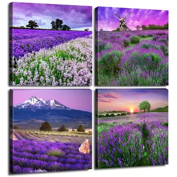 Pastoral Home Decor Canvas Wall Art Purple Lavender Flowers Pictures Provence Fields Landscape Paintings Living Room 4 Pieces
Pastoral Home Decor Canvas Wall Art Purple Lavender Flowers Pictures Provence Fields Landscape Paintings Living Room 4 Pieces