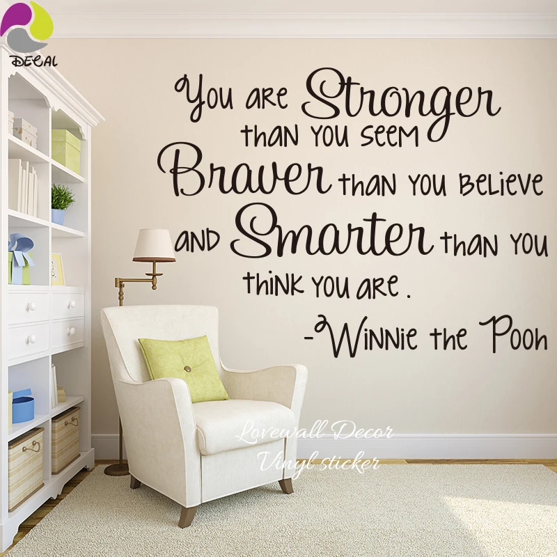 Strong Brave Smarter Winnie The Pooh Motivational Quote Wall Sticker Decal Living Room Baby Nursery Children Room Vinyl Art
Strong Brave Smarter Winnie The Pooh Motivational Quote Wall Sticker Decal Living Room Baby Nursery Children Room Vinyl Art