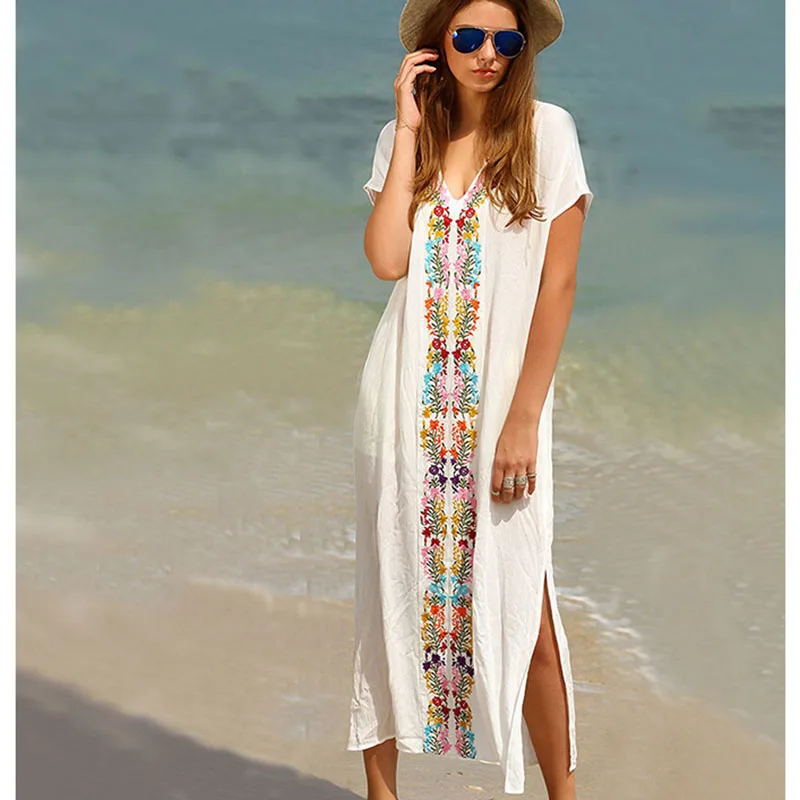 Embroidered Loose White Beach Cover Up Women Bikini Cover Up Beach Dress Swimwear Bathing Suit Cover Ups Women Robe Beachwear
Embroidered Loose White Beach Cover Up Women Bikini Cover Up Beach Dress Swimwear Bathing Suit Cover Ups Women Robe Beachwear