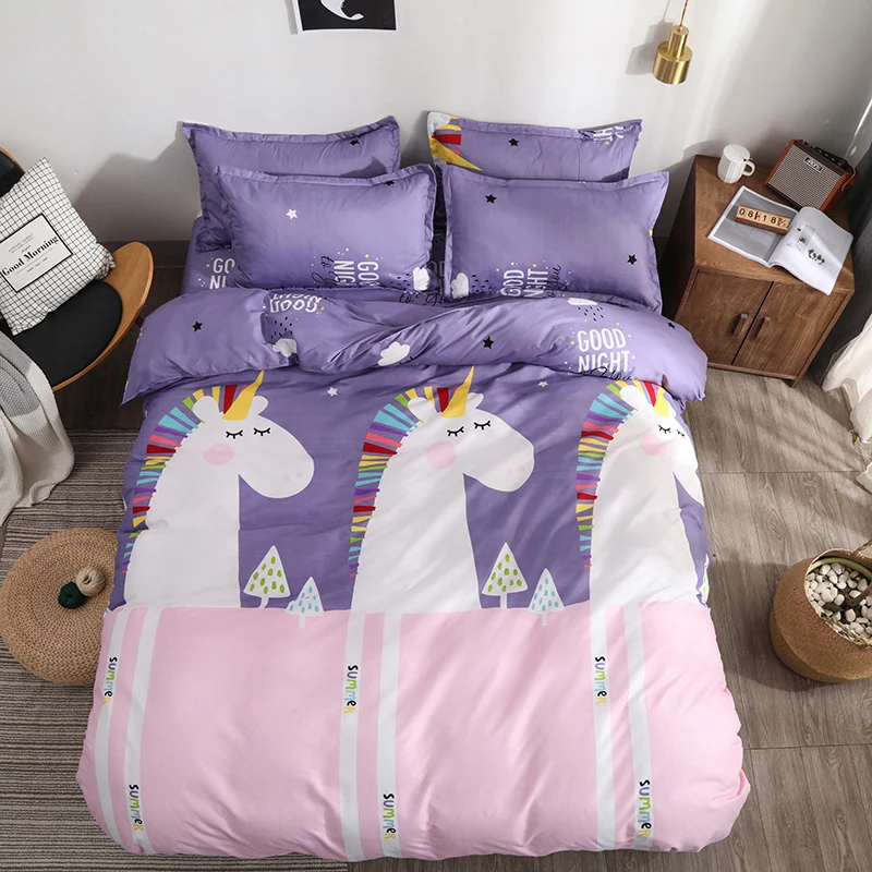 Cartoon Unicorn Bedding Set Children Polyester Cotton Fabric Single Double Bed Linen Include Duvet Cover Bed Sheet Pillowcases
Cartoon Unicorn Bedding Set Children Polyester Cotton Fabric Single Double Bed Linen Include Duvet Cover Bed Sheet Pillowcases
