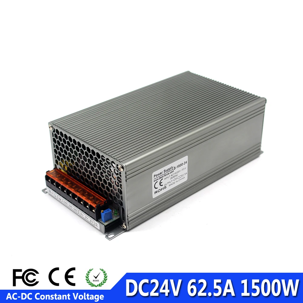 Regulated DC24V 62.5A 1500W Switching Power Supply Driver Transformer 110V 220V AC DC 24V For CCTV camera LED Strip Module Light
Regulated DC24V 62.5A 1500W Switching Power Supply Driver Transformer 110V 220V AC DC 24V For CCTV camera LED Strip Module Light