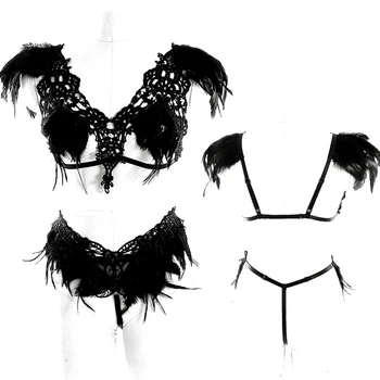 Feather Epaulettes Shoulder Wings Gothic Burning Man Body Harness Lingerie Set Strap Harness Garter Belt Art Clothing for Women
Feather Epaulettes Shoulder Wings Gothic Burning Man Body Harness Lingerie Set Strap Harness Garter Belt Art Clothing for Women
