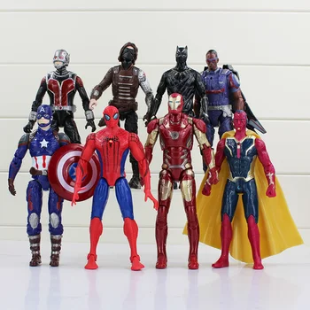 8pcs/set Superheros Captain America Iron Man Thor X-man Spiderman Vision Ant-Man Black Panther PVC Action Figure Collectible Toy
8pcs/set Superheros Captain America Iron Man Thor X-man Spiderman Vision Ant-Man Black Panther PVC Action Figure Collectible Toy