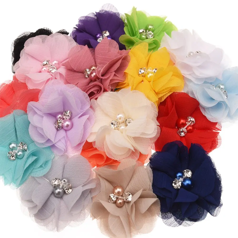 100PCS Pearl Chiffon Flower for Hair Accessories DIY flowers for Headband Handmade Hair flower Without Hairclip Hairbow
100PCS Pearl Chiffon Flower for Hair Accessories DIY flowers for Headband Handmade Hair flower Without Hairclip Hairbow