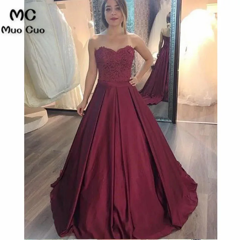 New Arrival A-Line Sweetheart Burgundy Long Prom43