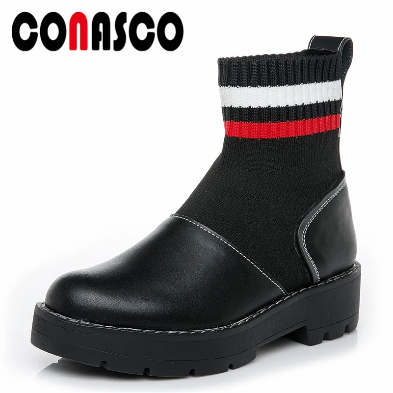 CONASCO Brand Ankle Boots Ladies Genuine Leather High Heels Autumn Winter Socks Boots Platforms Round Toe Casual Shoes Woman
CONASCO Brand Ankle Boots Ladies Genuine Leather High Heels Autumn Winter Socks Boots Platforms Round Toe Casual Shoes Woman