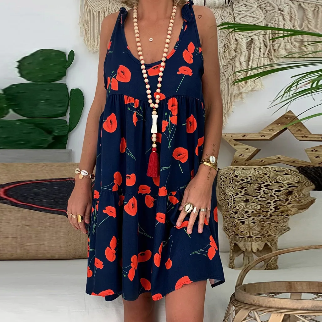 vestidos femininos Women's Flower Printing Ladies Loose Floral Print Sleeveless Bandage Mini Dress Summer vintage Dress
vestidos femininos Women's Flower Printing Ladies Loose Floral Print Sleeveless Bandage Mini Dress Summer vintage Dress