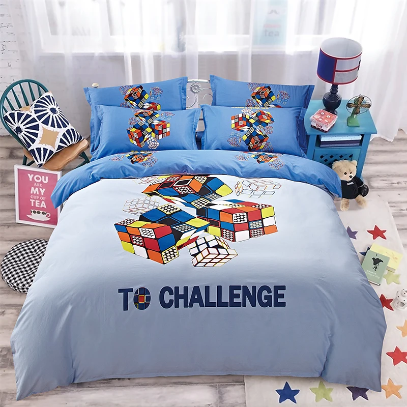 3D Rubik's cube Cotton Reactive Printing Bedding Set Duvet Cover Bed Sheet Pillowcase Bedding Set Queen Size 4PCS
3D Rubik's cube Cotton Reactive Printing Bedding Set Duvet Cover Bed Sheet Pillowcase Bedding Set Queen Size 4PCS