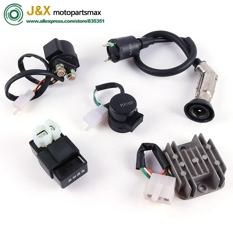 Ignition Coil 6 Pin CDI Solenoid Relay Regulator SET For 50 125 150cc GY6 ATV Go Kart Scooter Moped JCL NST TAOTAO
Ignition Coil 6 Pin CDI Solenoid Relay Regulator SET For 50 125 150cc GY6 ATV Go Kart Scooter Moped JCL NST TAOTAO